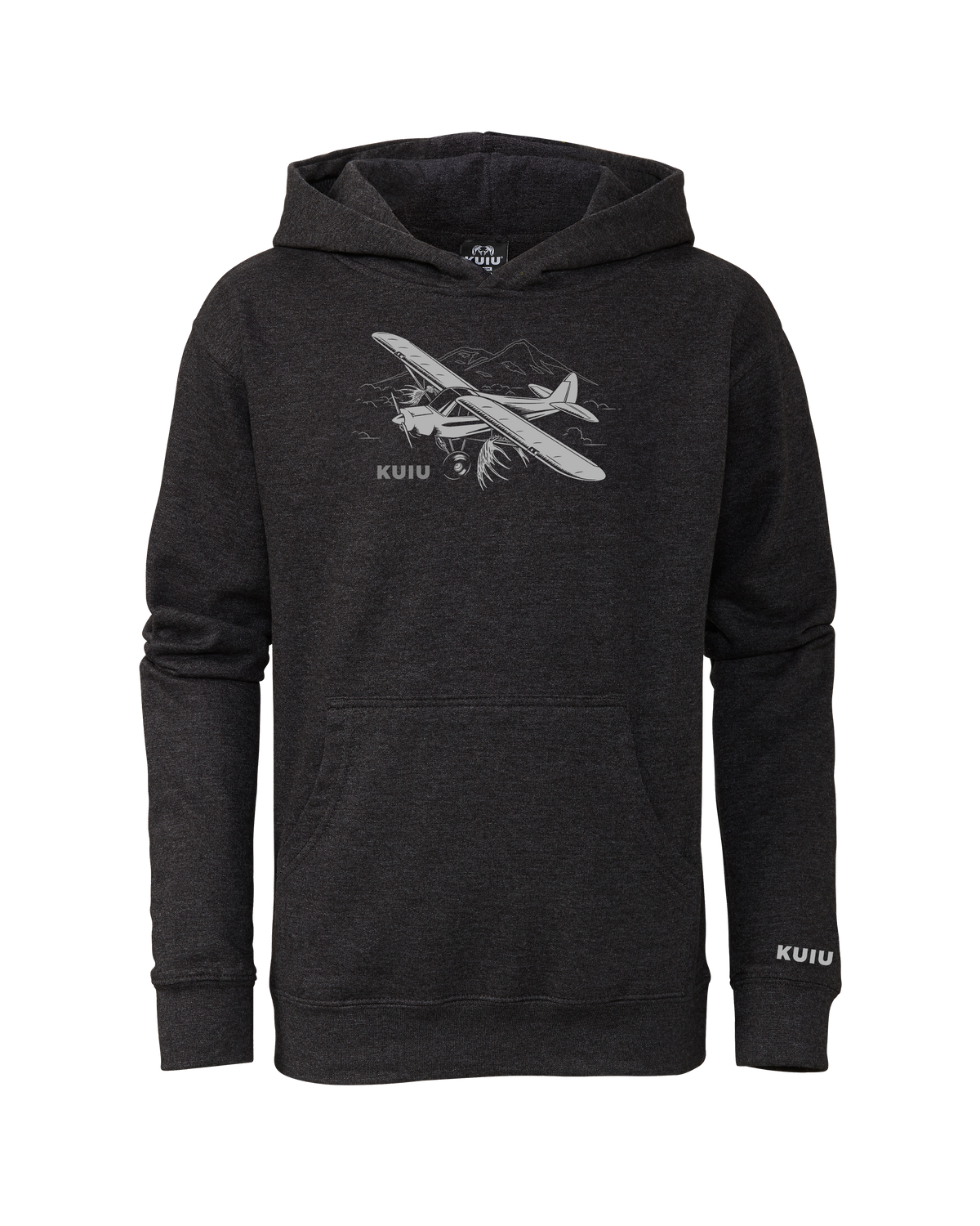 Front of Youth Flight Hoodie in Charcoal Grey