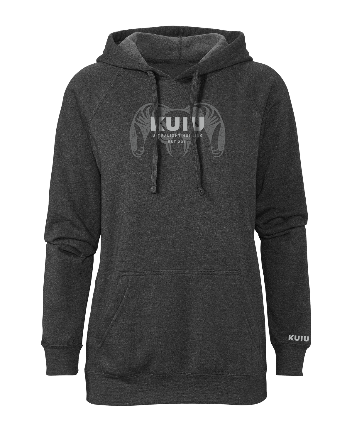 KUIU Women's Overlay Logo Hoodie | Charcoal Heather