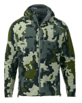 Front of Proximity Hooded Insulated Jacket in Verde Camouflage