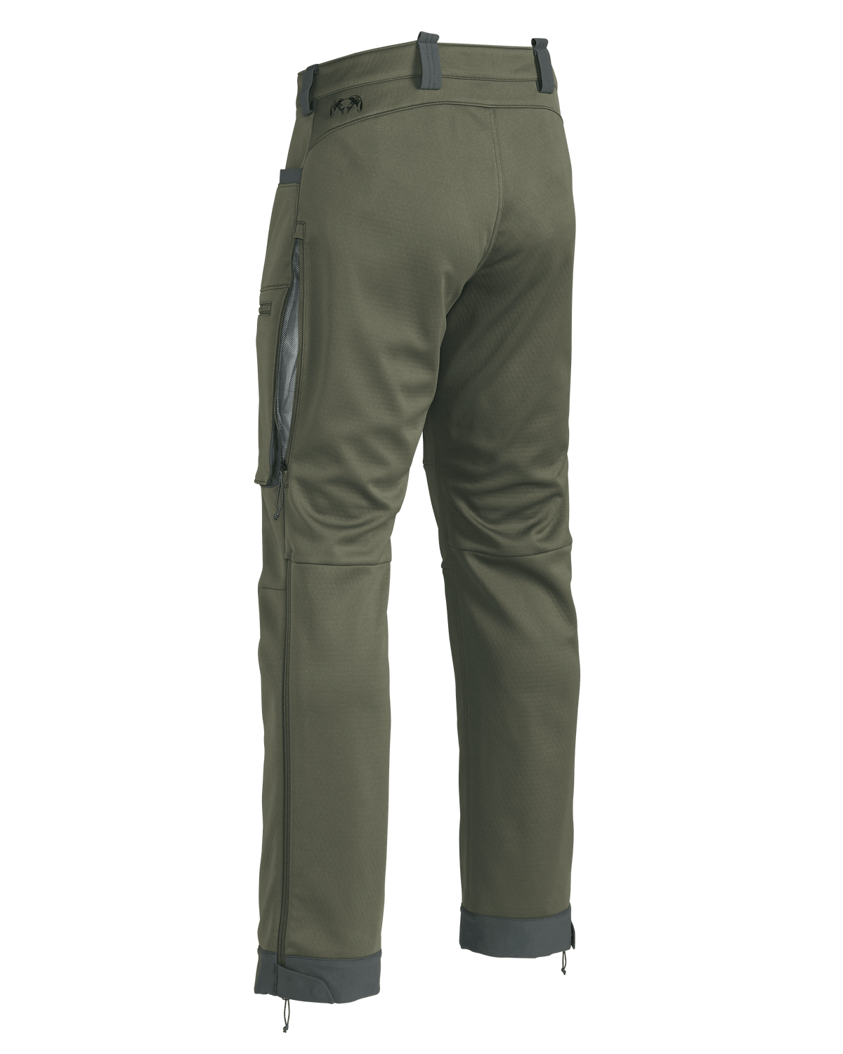 Back of Encounter Pant in Ash Brown showing open hip vent