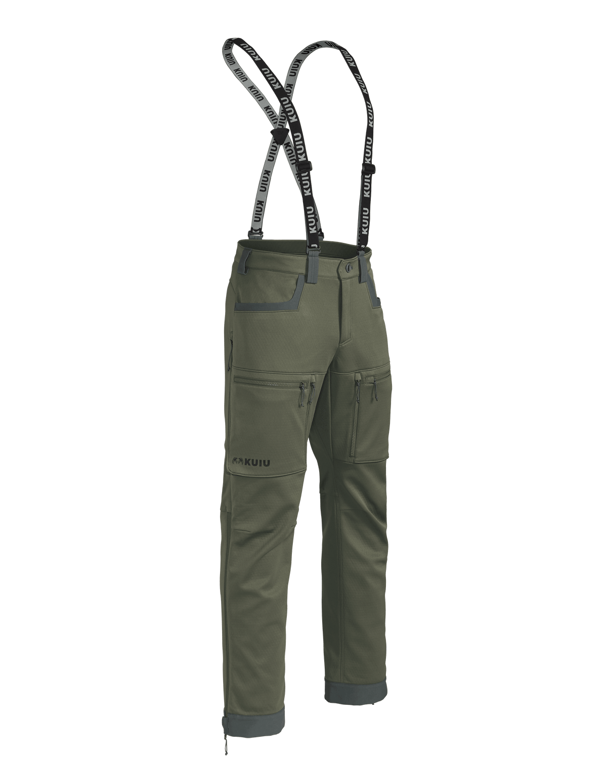 Front of Encounter Pant with Suspenders in Ash Brown