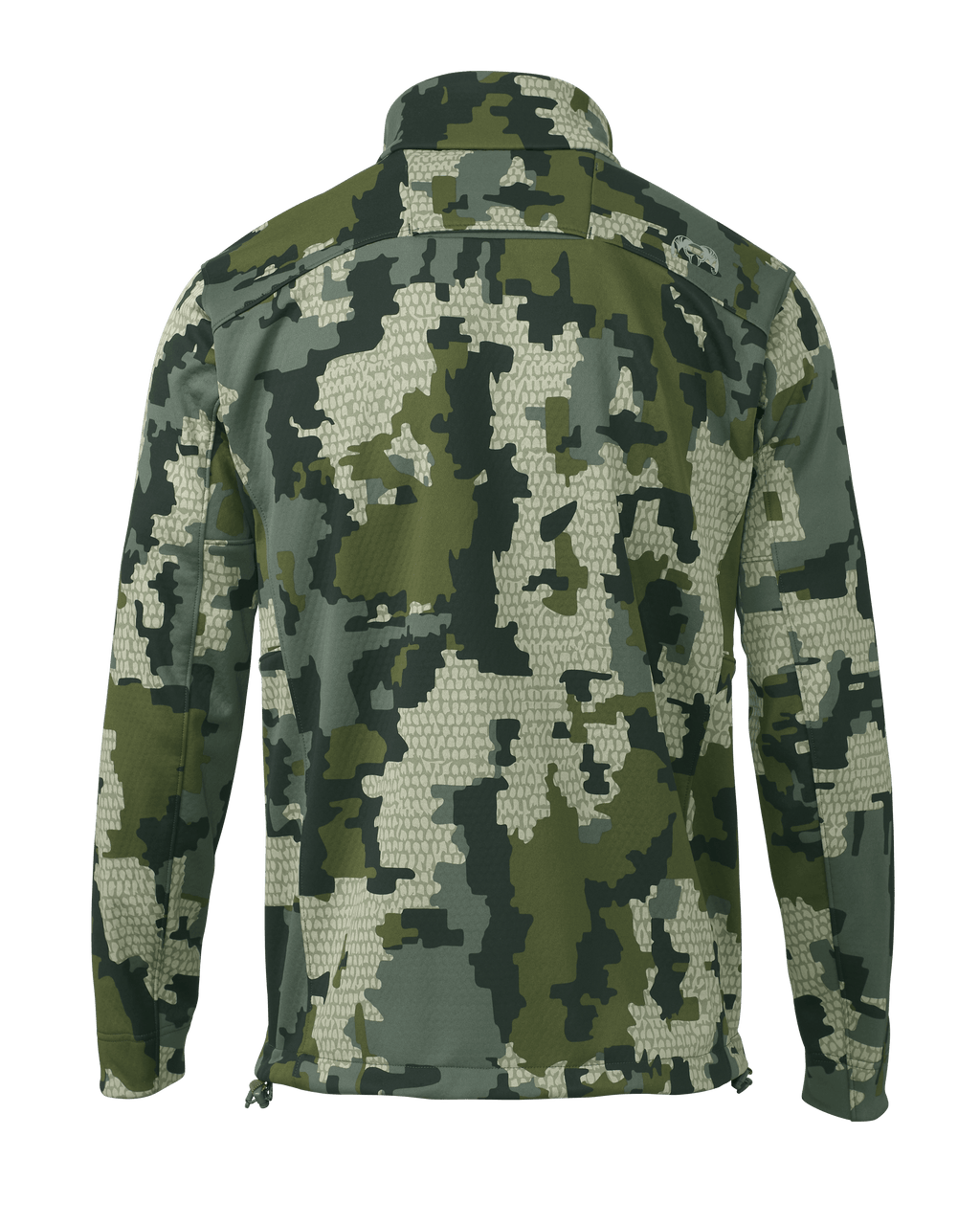 Back of Encounter Jacket in Verde Camouflage