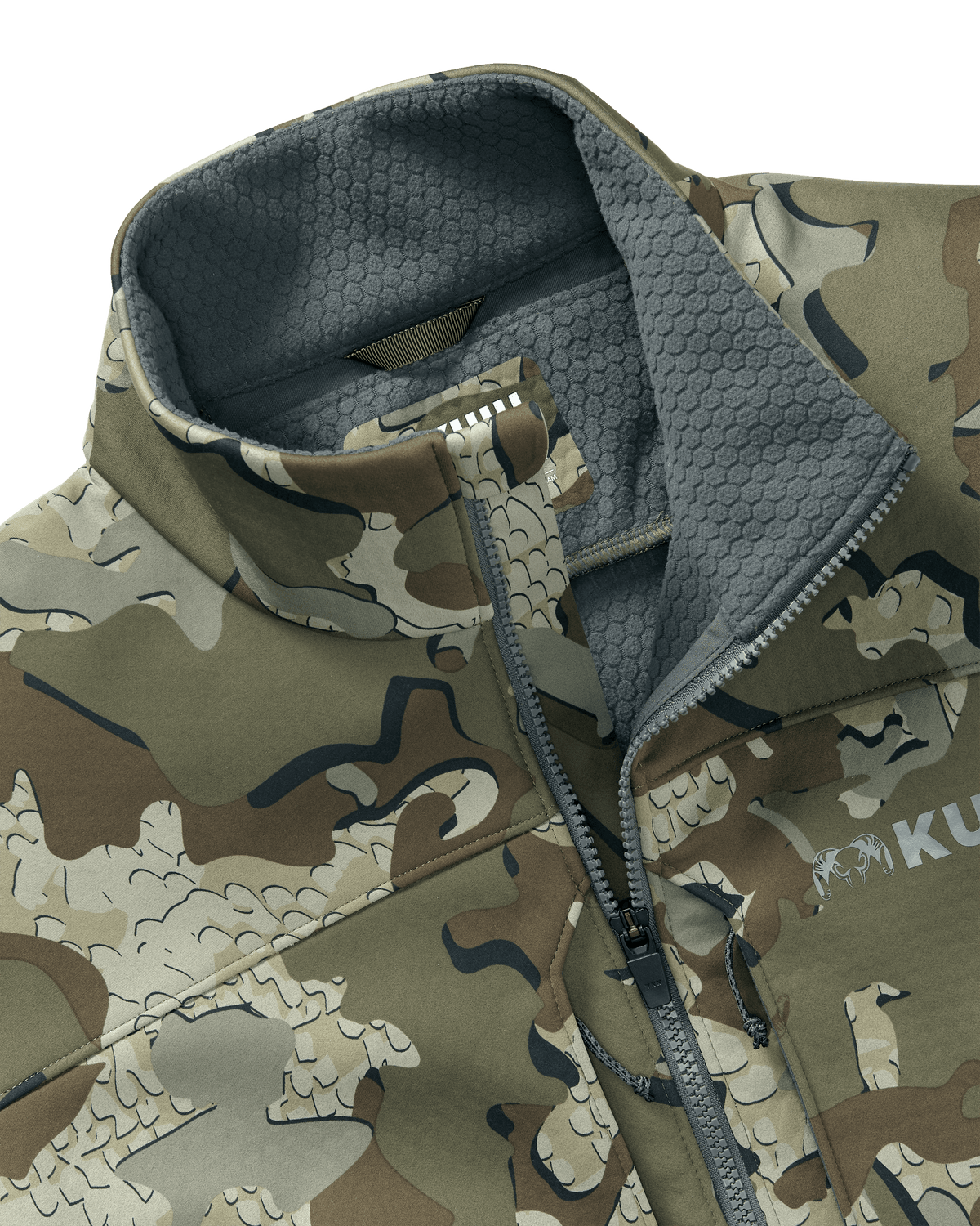 collar detail on Encounter Jacket in Valo Camouflage