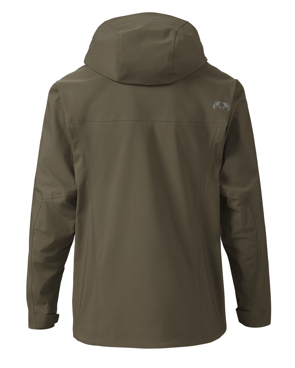 Back of KUIU Kutana Storm Shell Jacket in Ash Brown