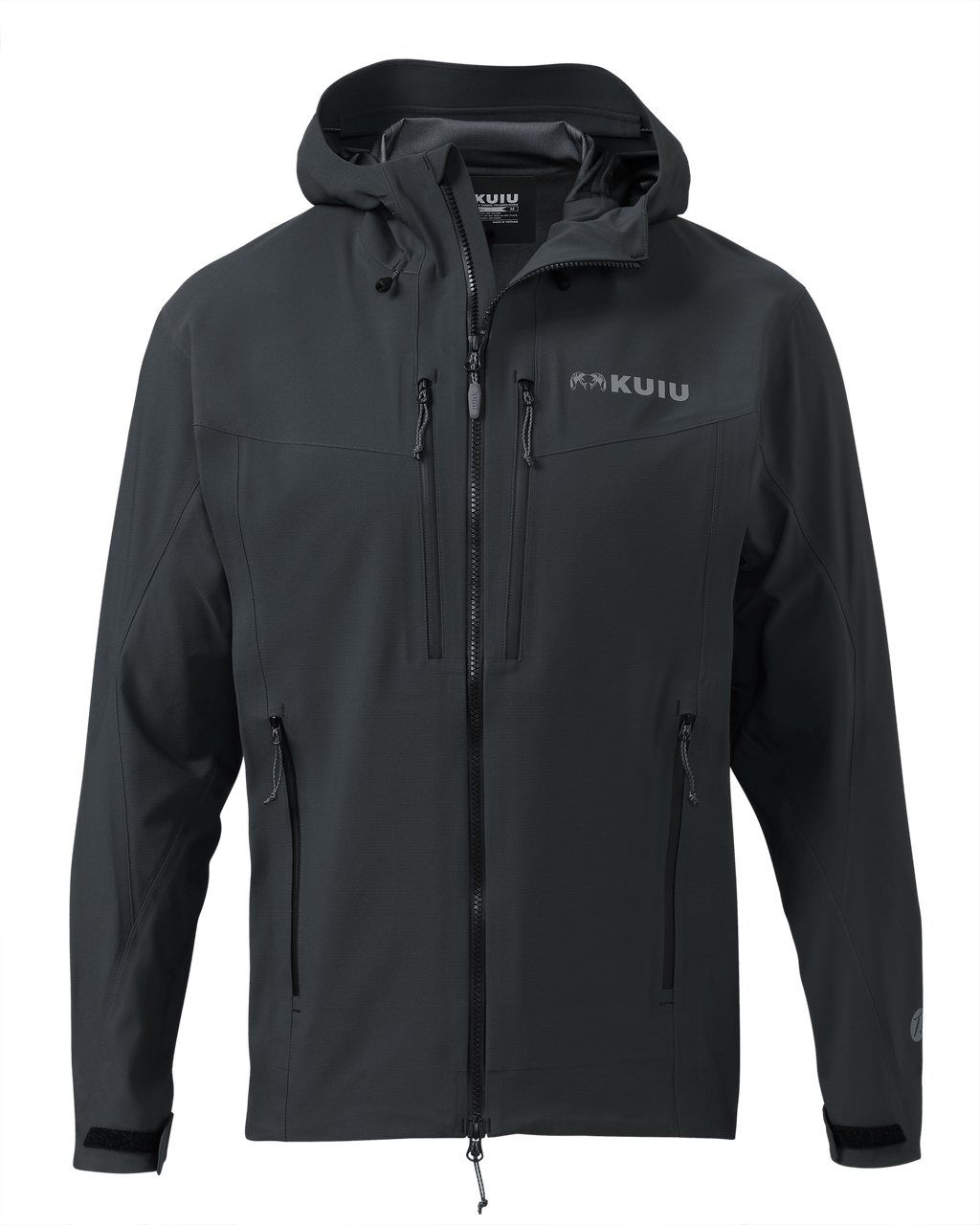 Front of KUIU Kutana Storm Shell Jacket in Gunmetal Grey