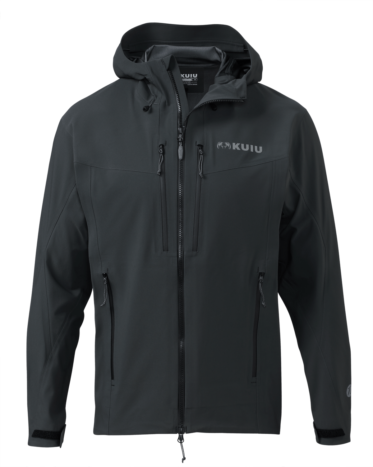 Front of KUIU Kutana Storm Shell Jacket in Gunmetal Grey