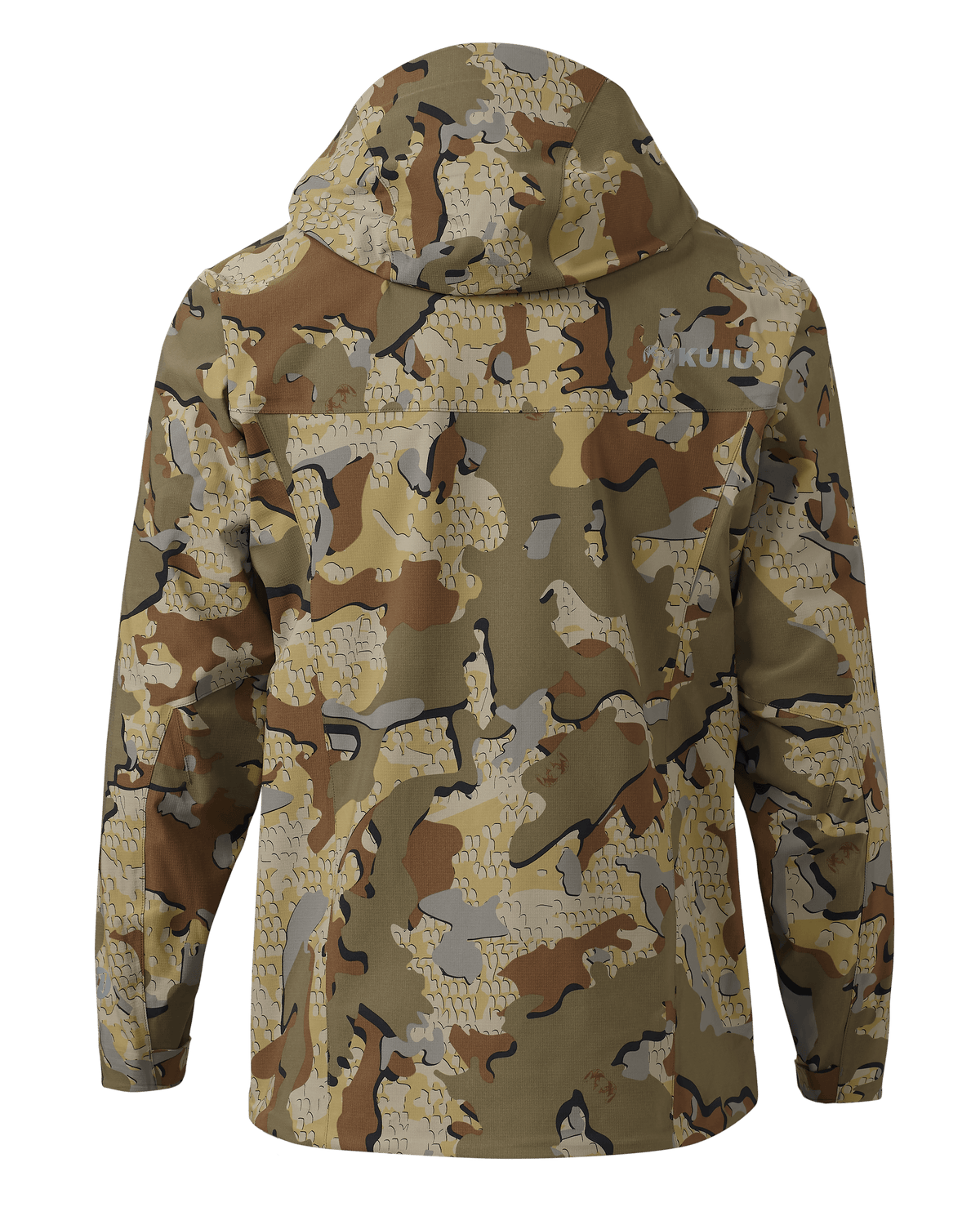 Back of of KUIU Kutana Storm Shell Jacket in Valo Camouflage
