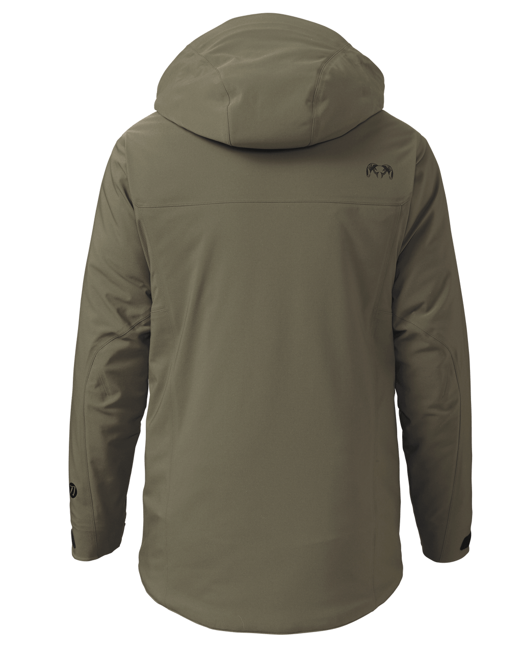 Back of KUIU Kutana Gale Force Hooded Jacket in Ash Brown