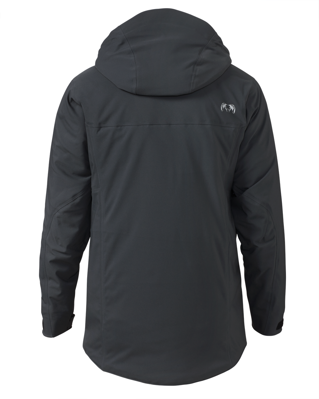 Back of KUIU Kutana Gale Force Hooded Jacket in Gunmetal Grey