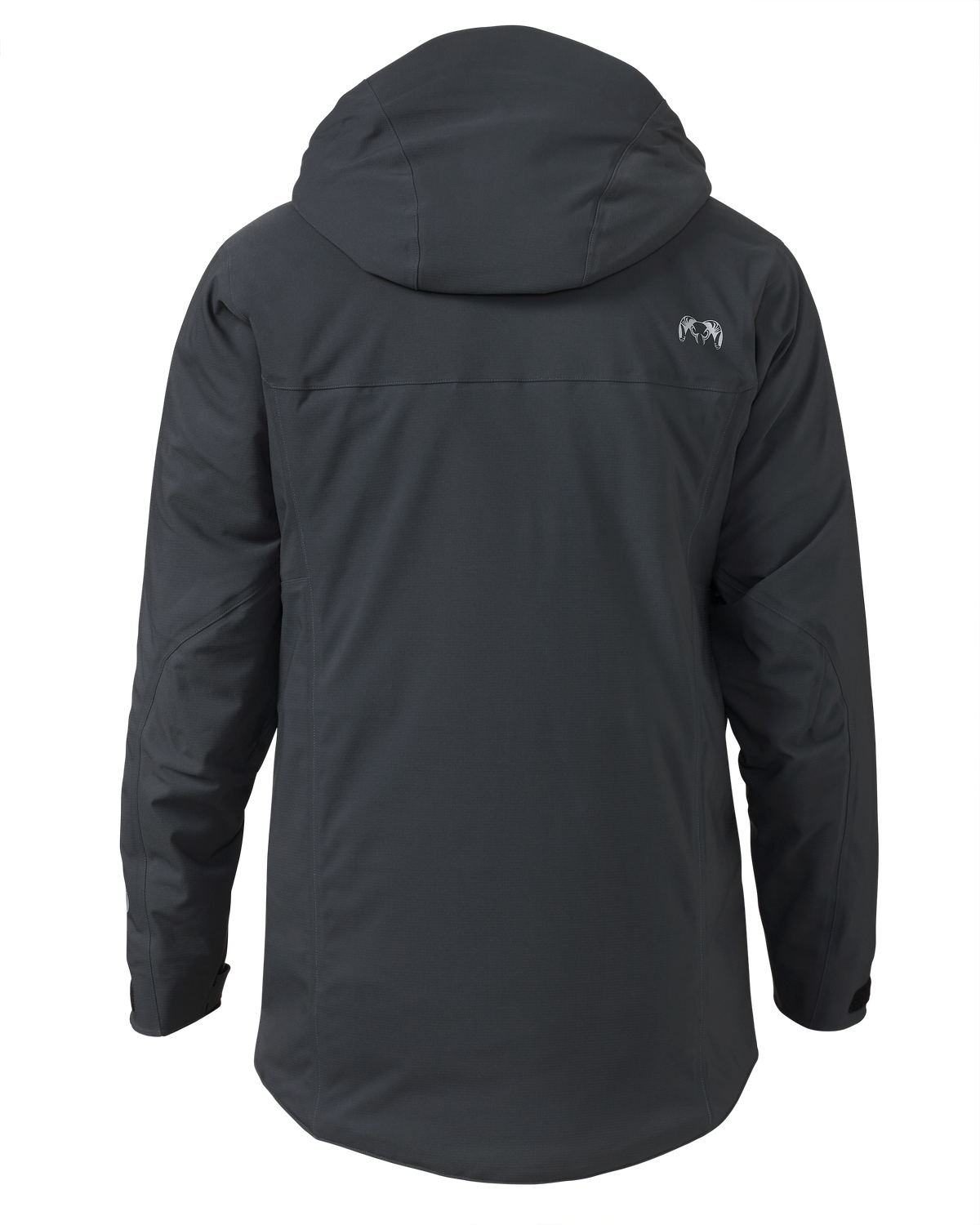 Back of KUIU Kutana Gale Force Hooded Jacket in Gunmetal Grey