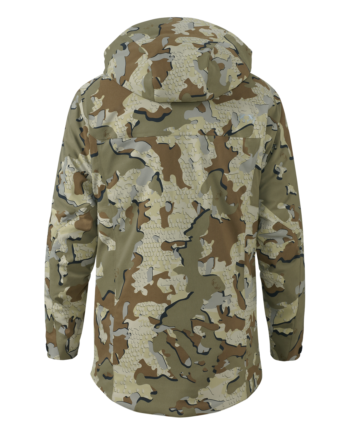 Back of KUIU Kutana Gale Force Hooded Jacket in Valo Camouflage