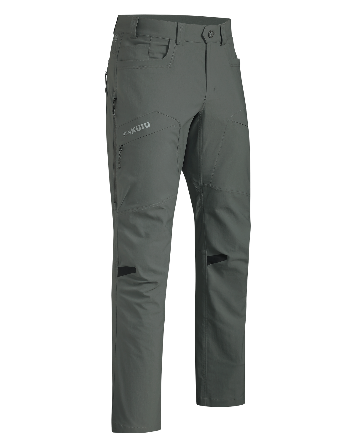 Front of Kutana Stretch Woven Pant in Stone Grey