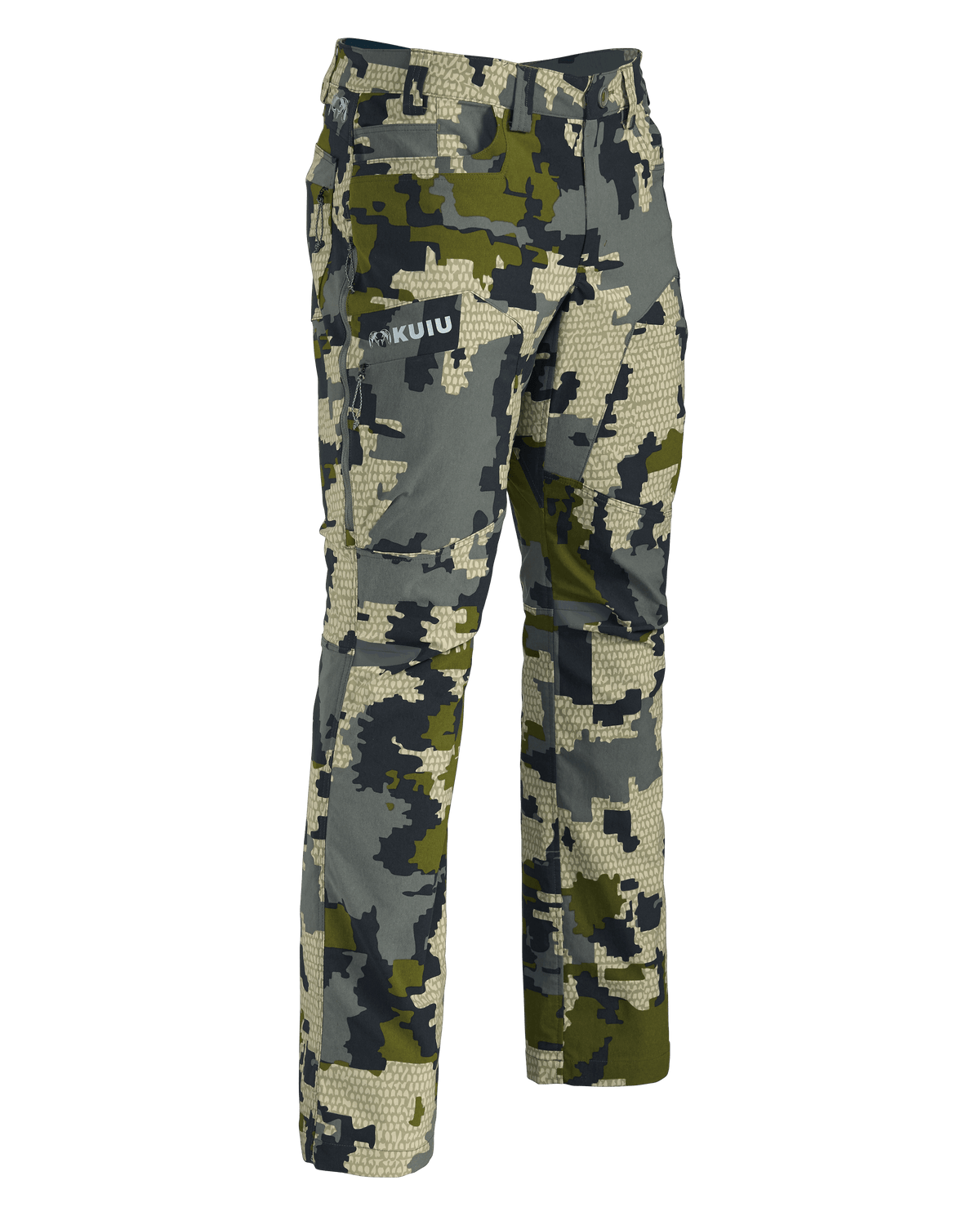 Front of Kutana Stretch Woven Pant in Verde Camouflage