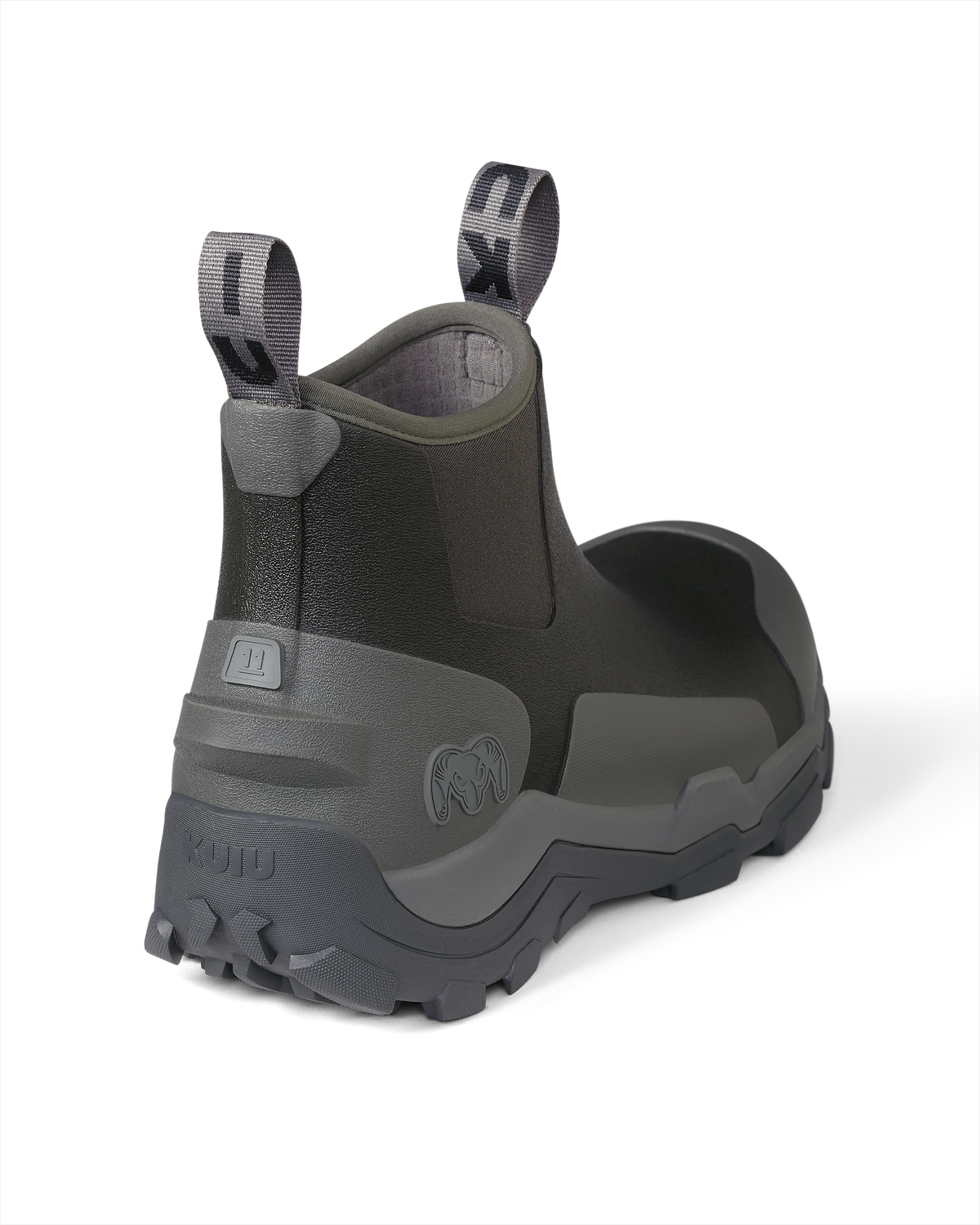 Back right pair of KUIU Ankle Mud Boot in Asphalt Grey