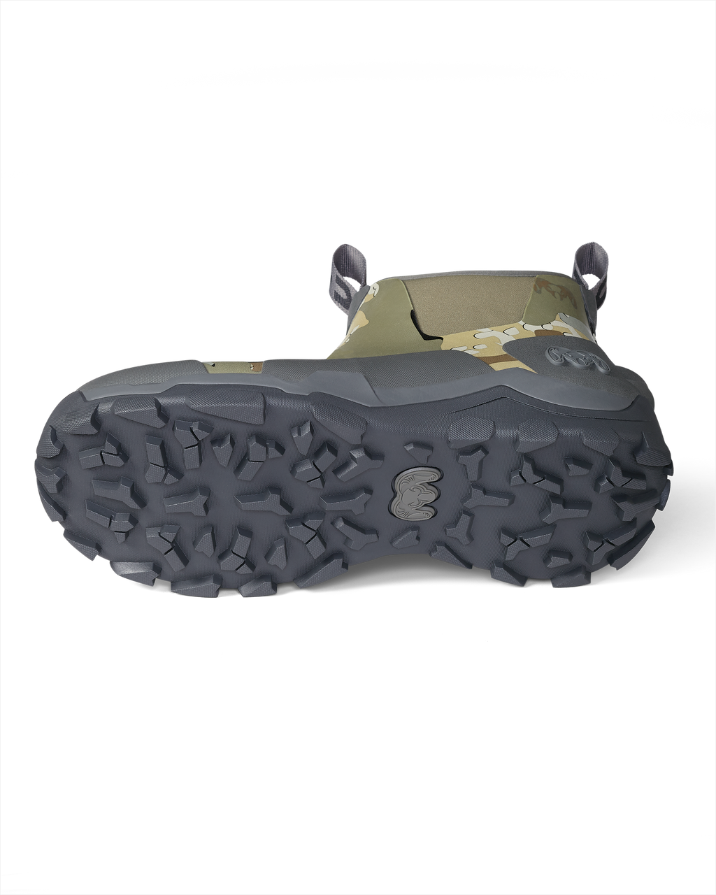 Bottom outsole grip of KUIU Ankle Mud Boot in Valo Camouflage