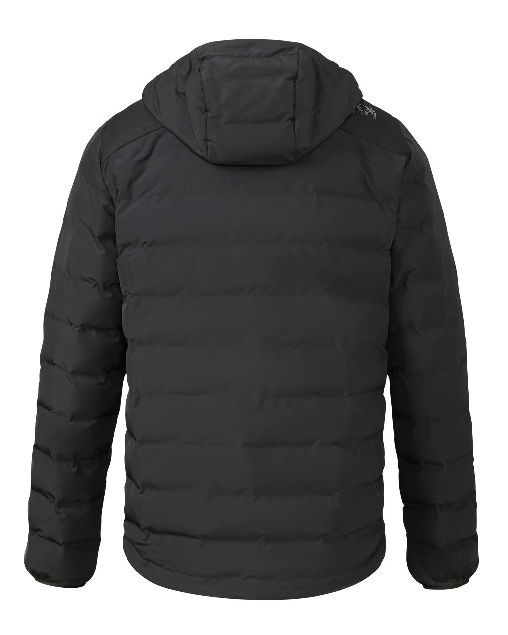 Back of Elements Hooded Jacket in Carbon Black