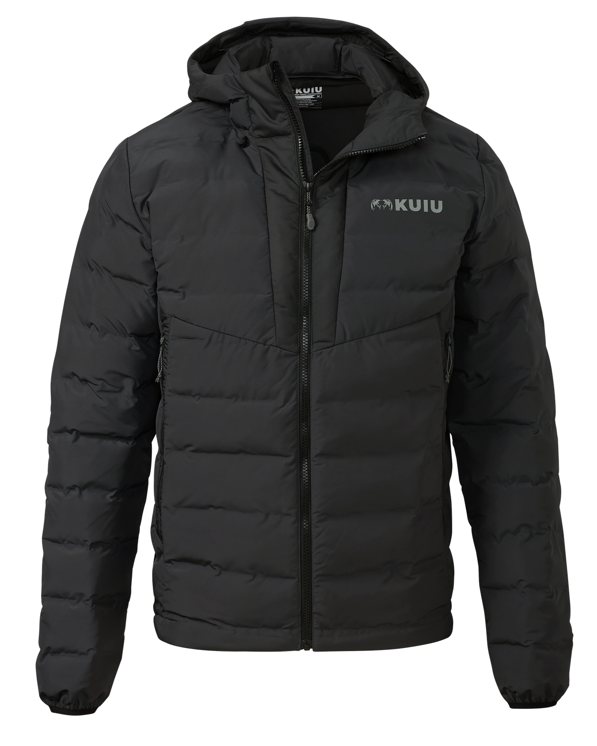 Front of Elements Hooded Jacket in Carbon Black