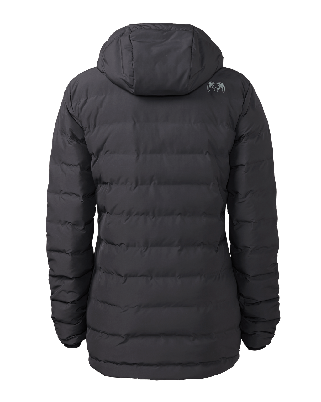 Back of Women's Elements Hooded Jacket in Gunmetal Grey