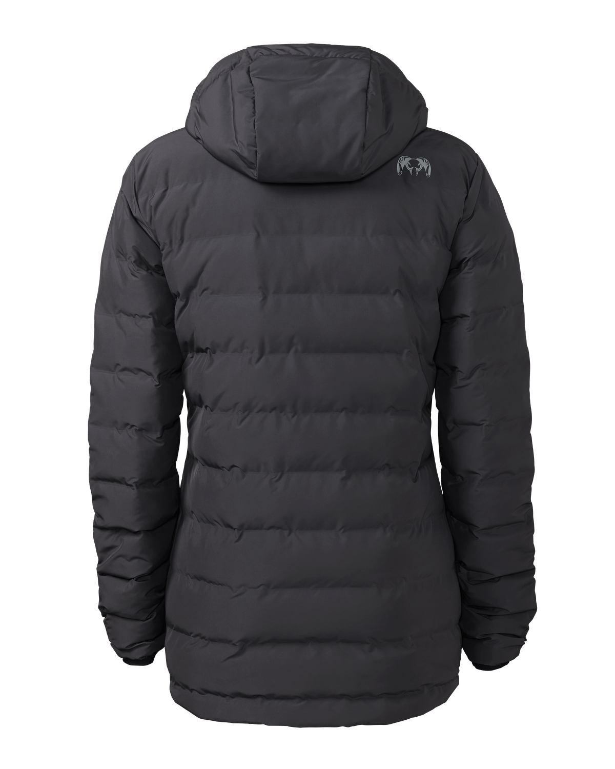 Back of Women's Elements Hooded Jacket in Gunmetal Grey