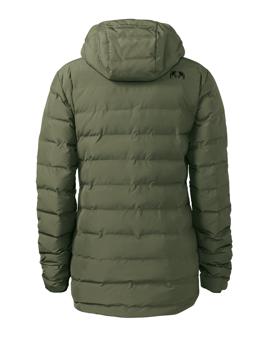 Back of Women's Elements Hooded Jacket in Olive Green