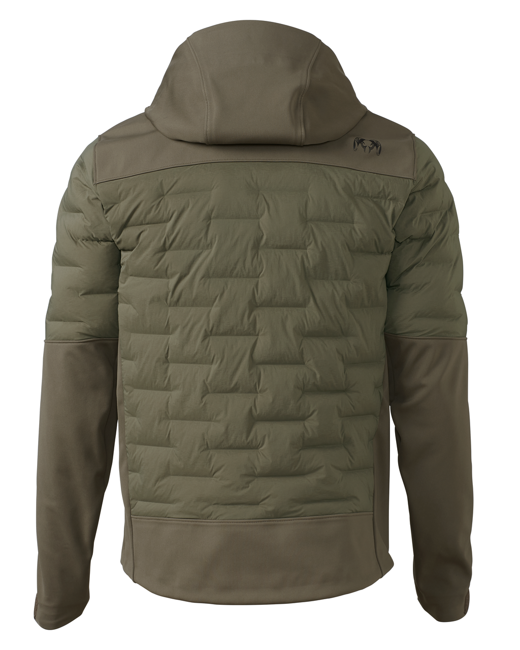 Back of Axis Thermal Hybrid Hooded Jacket in Ash Brown