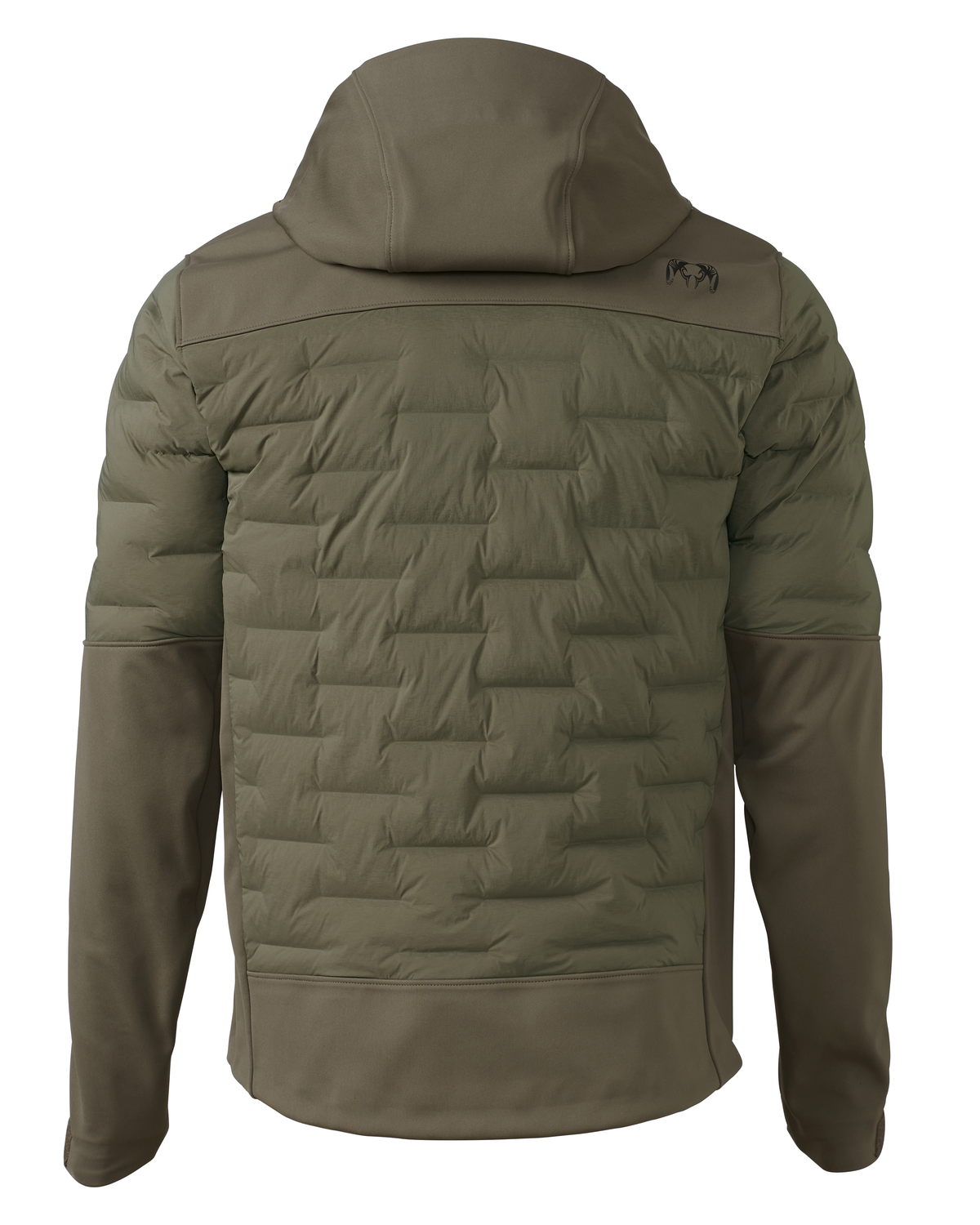 Back of Axis Thermal Hybrid Hooded Jacket in Ash Brown