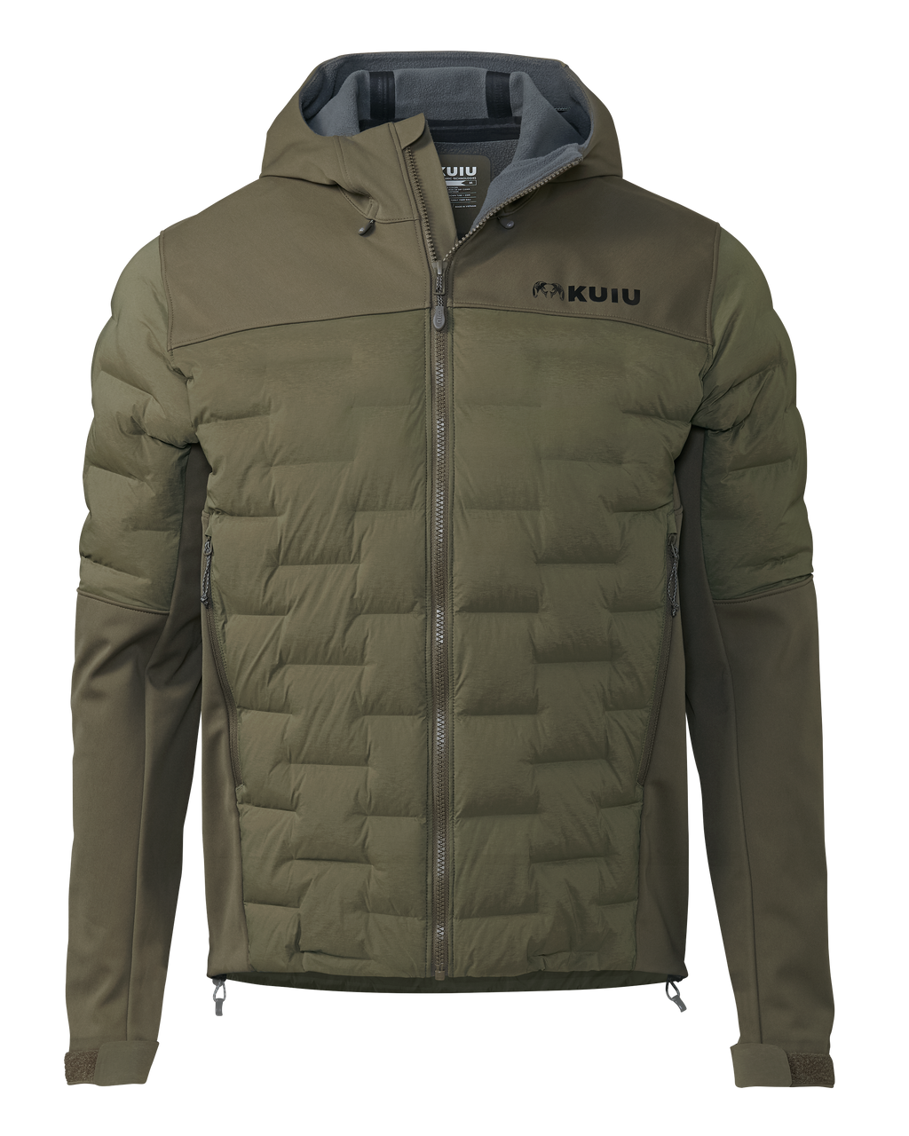Front of Axis Thermal Hooded Jacket in Ash Brown