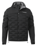 Front of Axis Thermal Hybrid Hooded Jacket in Carbon Black