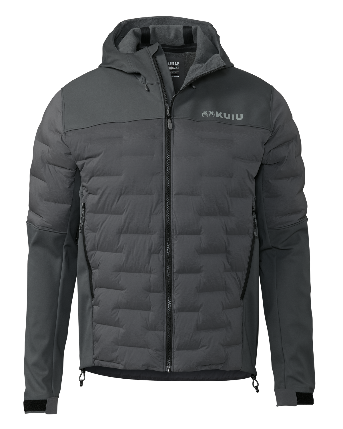 Front of Axis Thermal Hooded Jacket in Gunmetal
