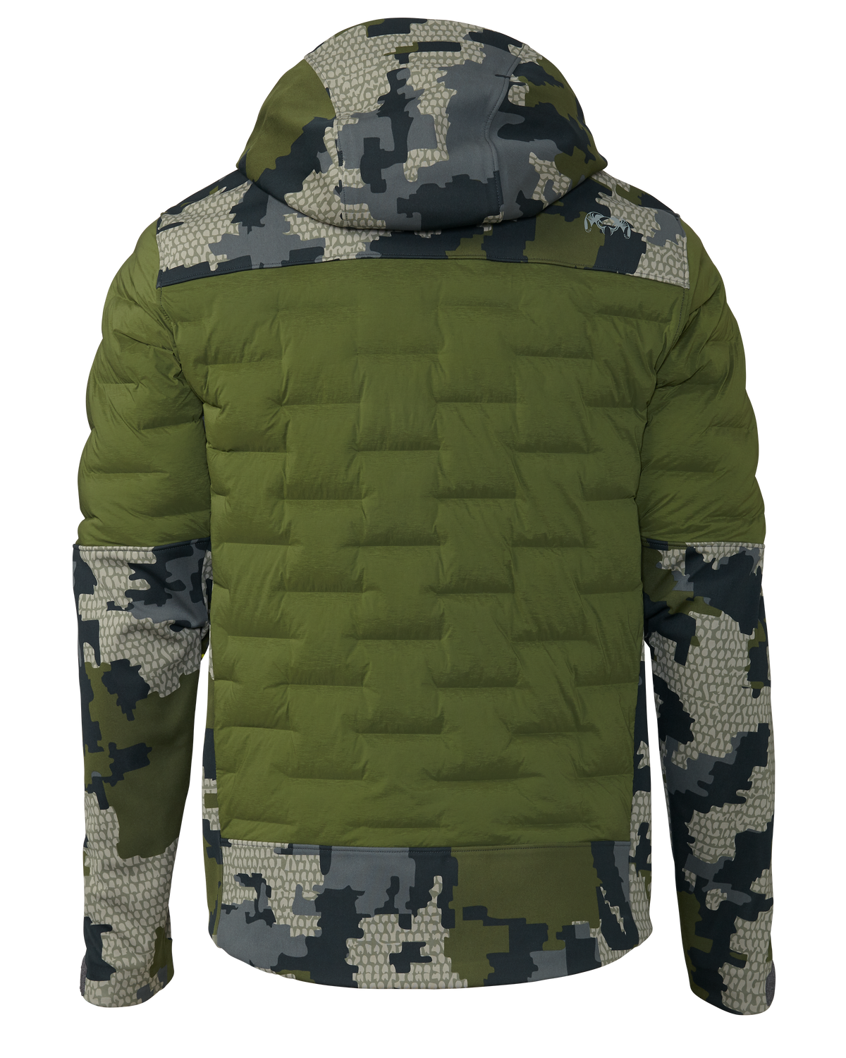 Back of Axis Thermal Hybrid Hooded Jacket in Verde Camouflage