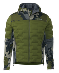 Front of Axis Thermal Hooded Jacket in Verde Camouflage