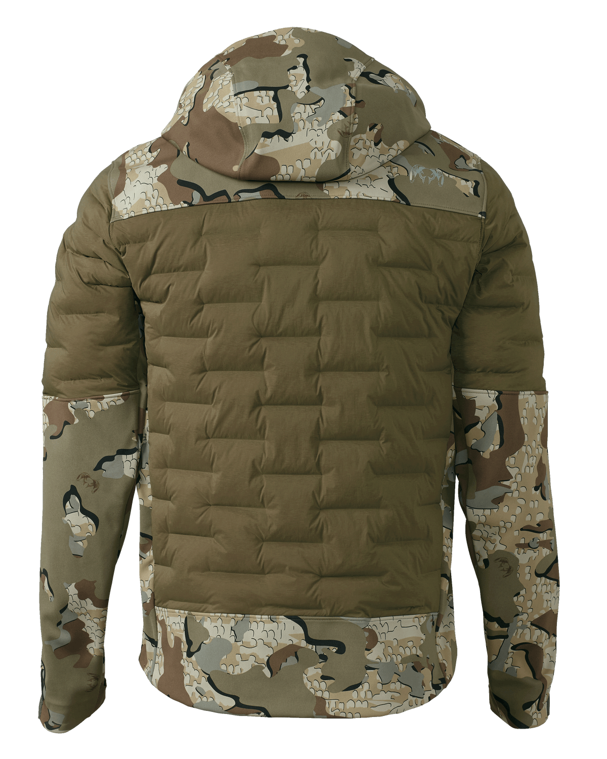 Back of Axis Thermal Hybrid Hooded Jacket in Valo Camouflage