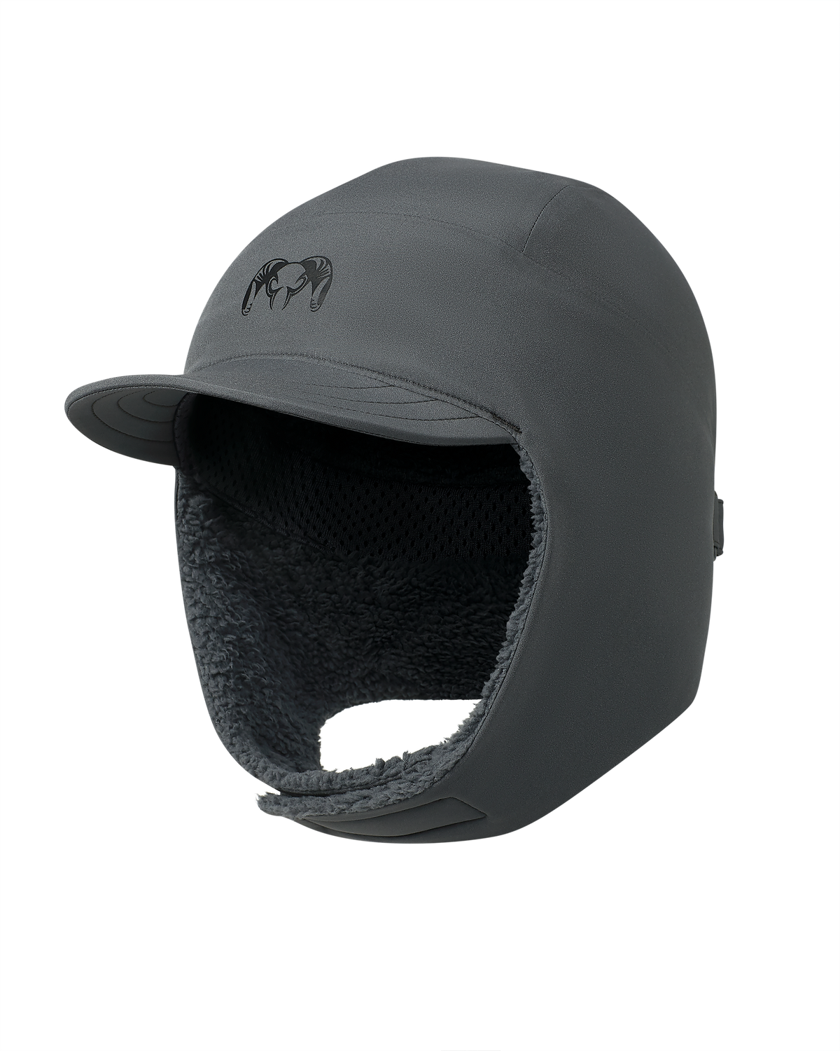 Angled, front of Mountain PRO Hat  in Gunmetal Grey