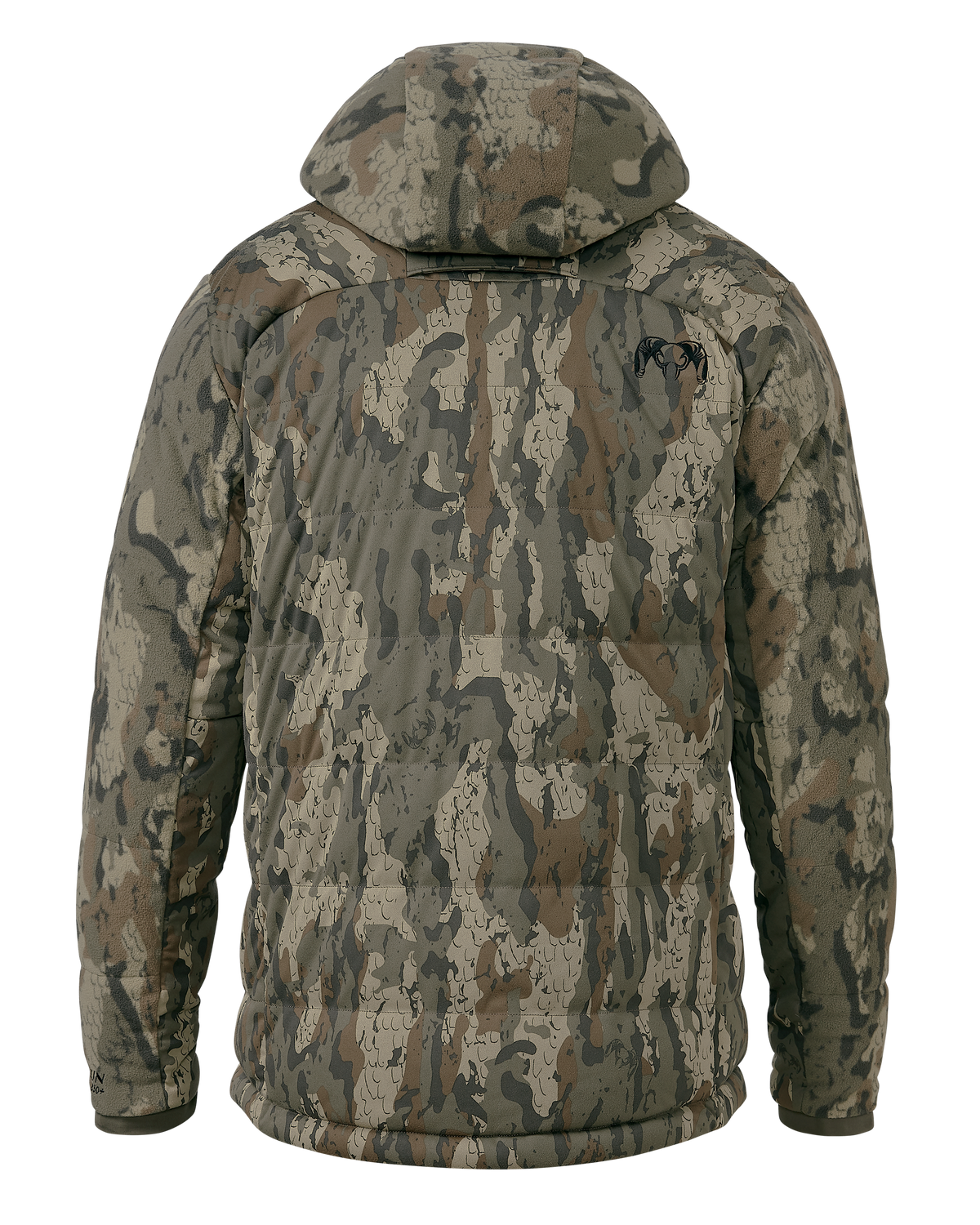 Back of Super Down Haven Hooded Jacket in Veros Camouflage