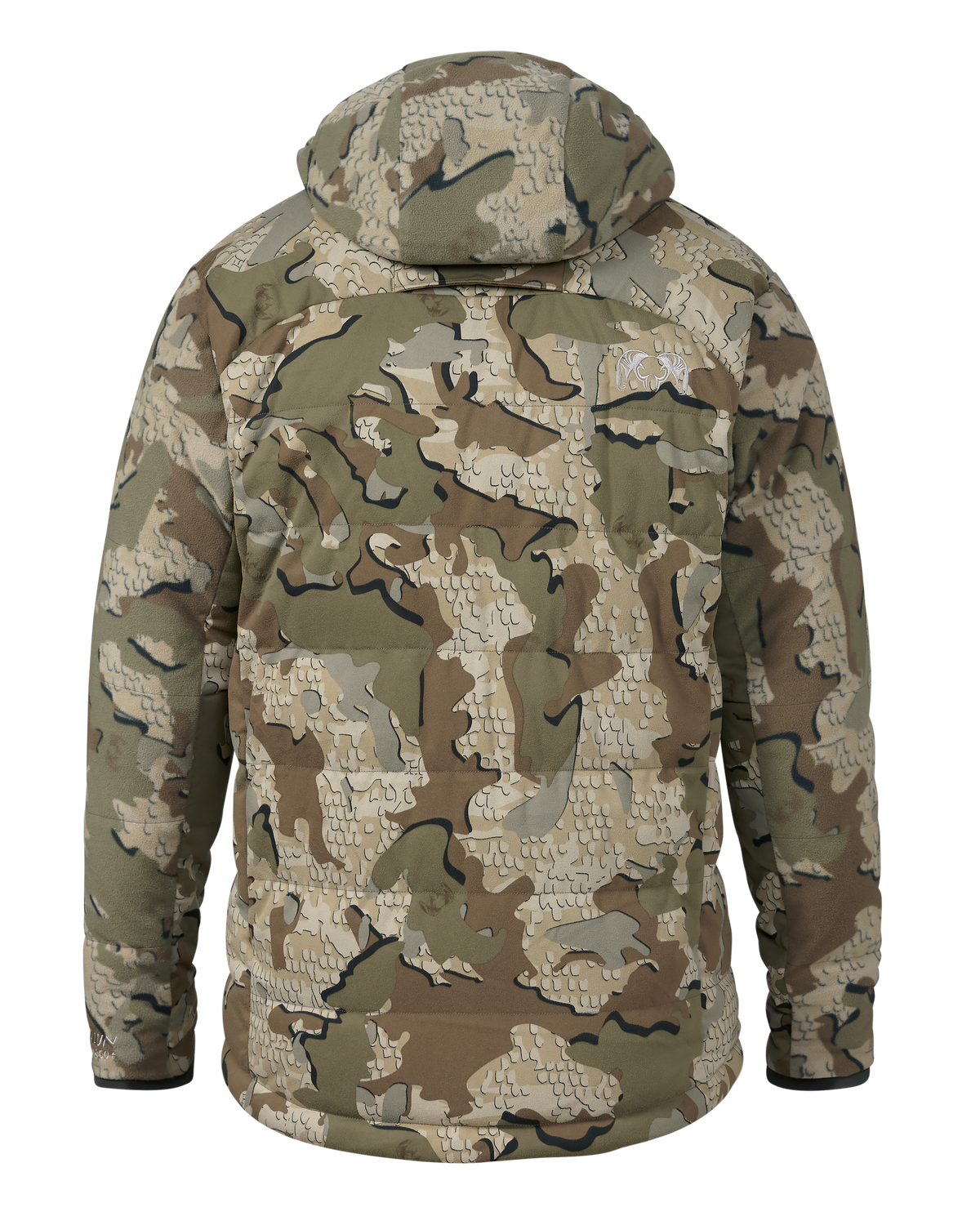 Back of Super Down Haven Hooded Jacket in Valo Camouflage