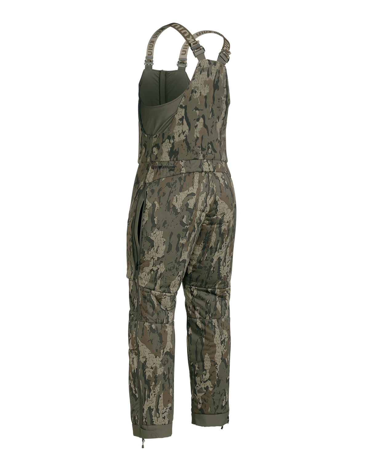 Back of Super Down Haven Bib in Veros camouflage
