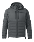 Front of Flyway Insulated Hooded Jacket in Gunmetal Grey
