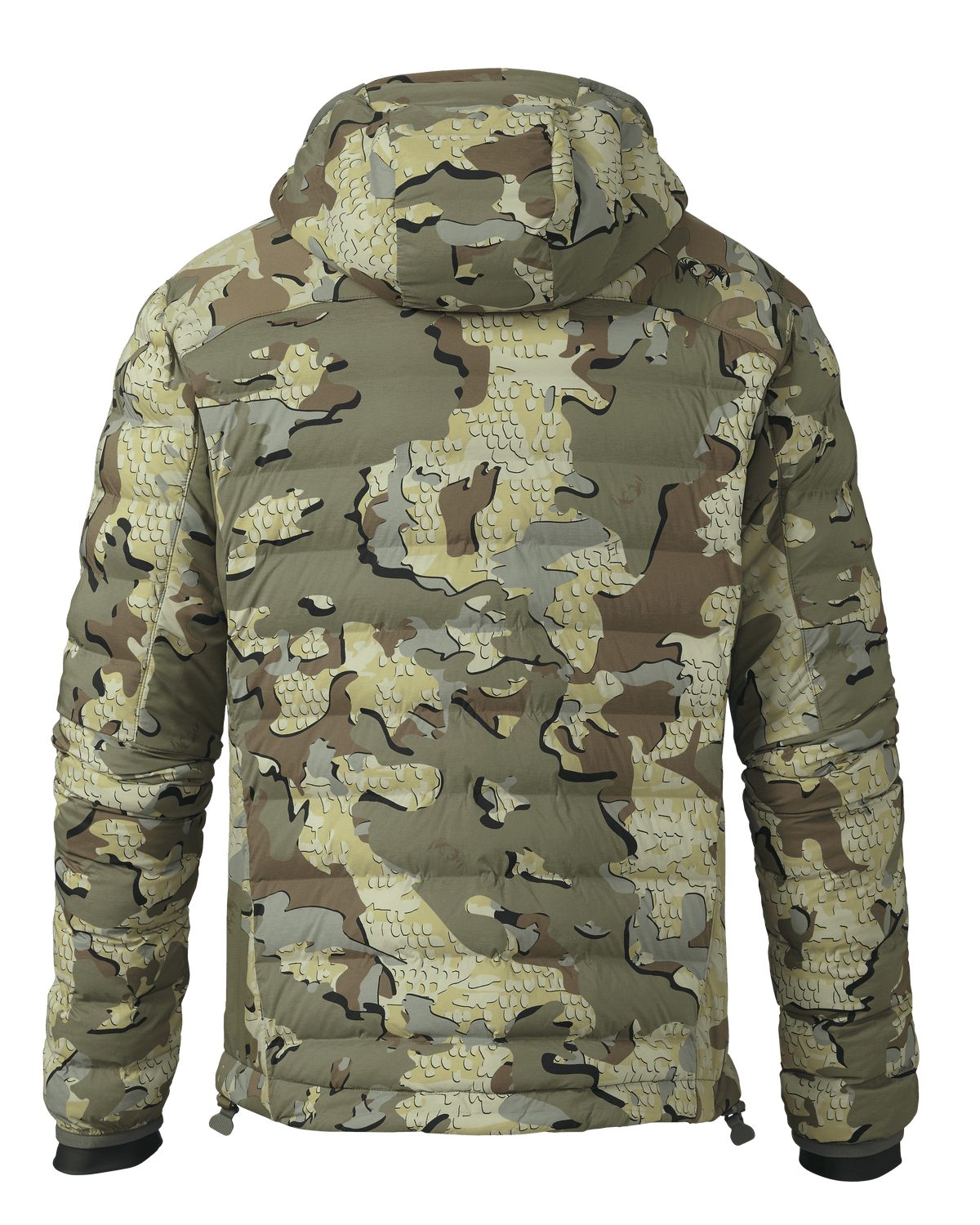 Back of Flyway Insulated Hooded Jacket in Valo Camouflage