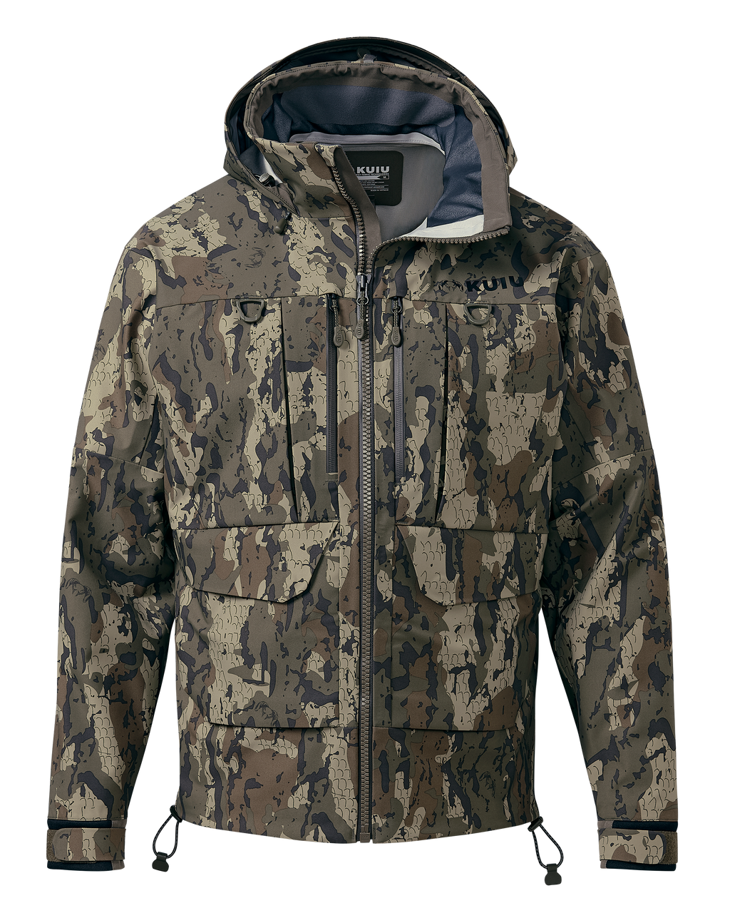 Front of HD Flex Storm Shell Jacket in Veros Camouflage