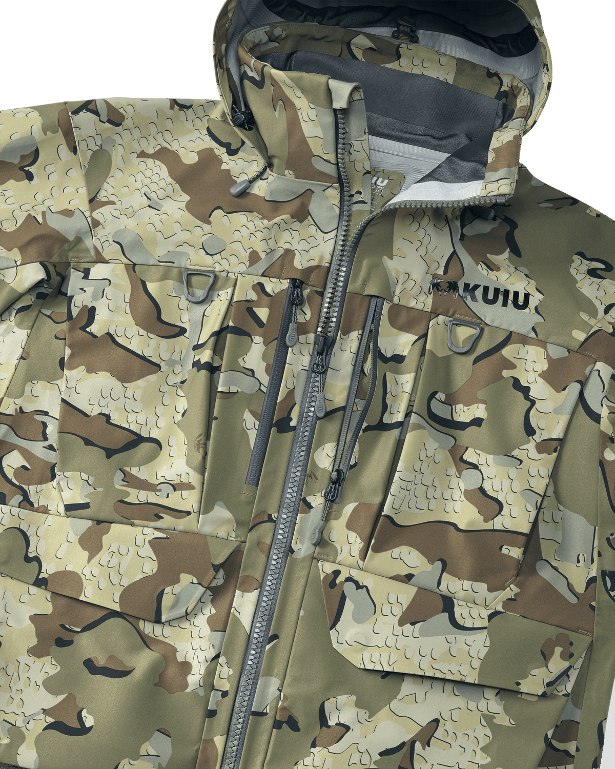 Front of HD Flex Storm Shell Jacket in Valo Camouflage