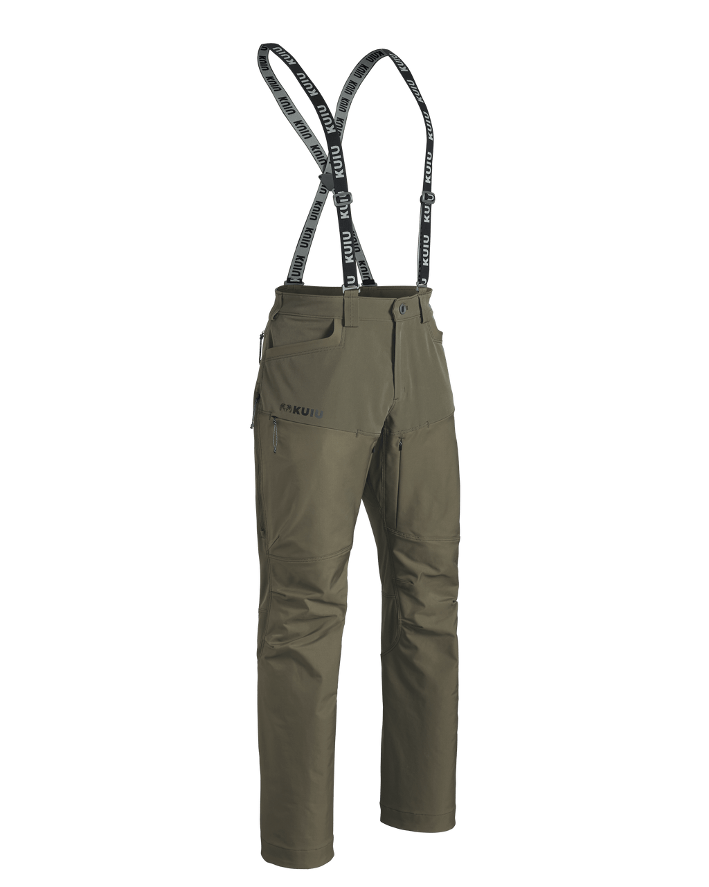Front of PRO Brush Pant in Ash with Suspenders