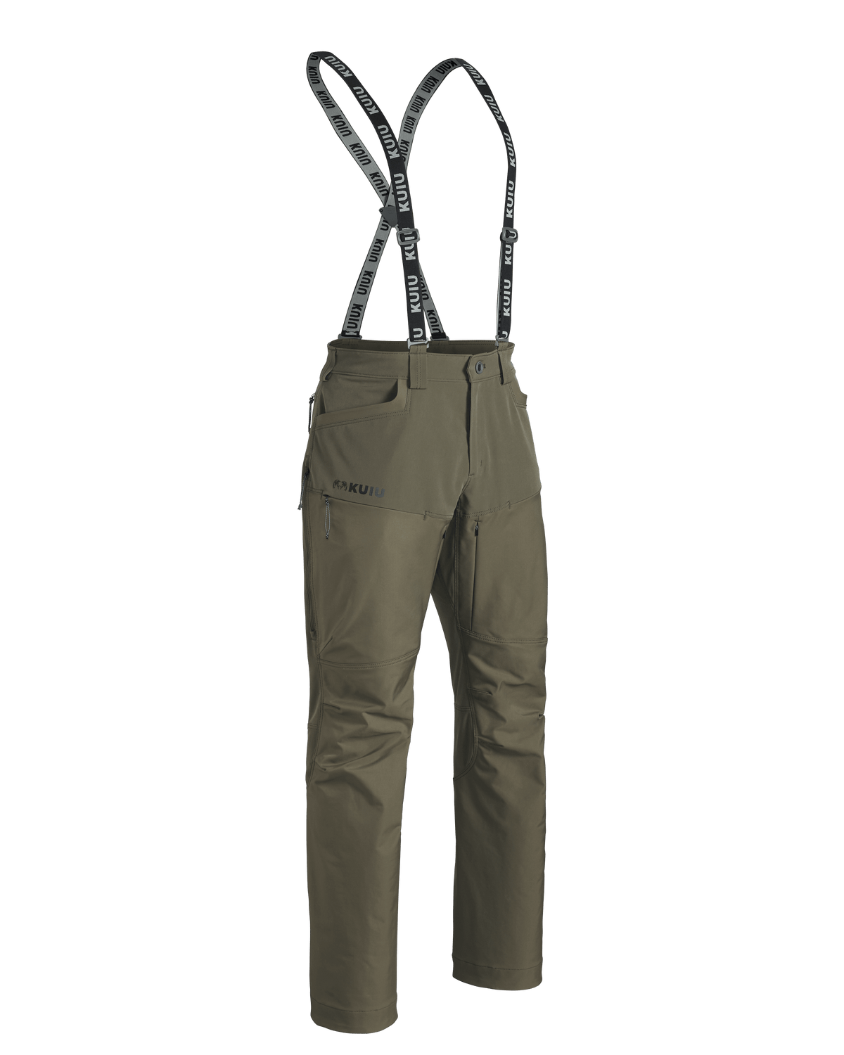 Front of PRO Brush Pant in Ash with Suspenders