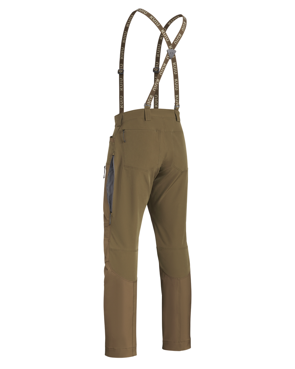 Back of Pro Brush Pant with straps open in Buckskin