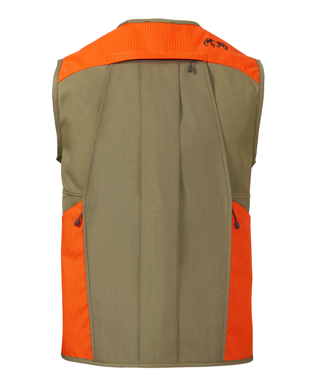 Back of of Core Upland Vest in Khaki/Blaze Orange