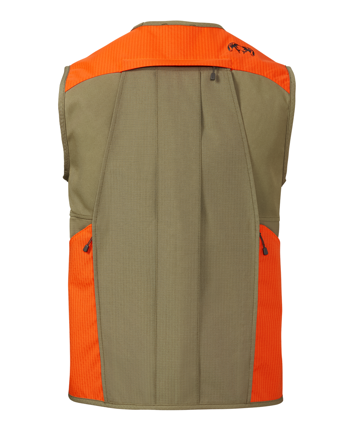 Back of of Core Upland Vest in Khaki/Blaze Orange