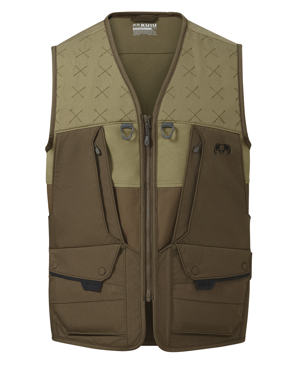 Front of Core Upland Vest in Major Brown/Khaki