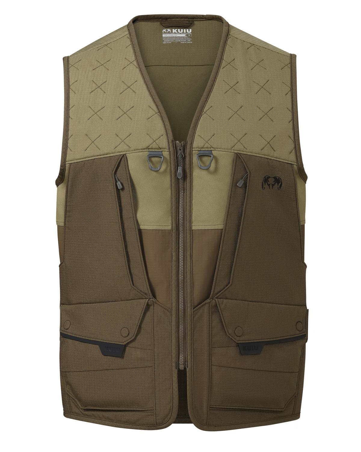 Front of Core Upland Vest in Major Brown/Khaki
