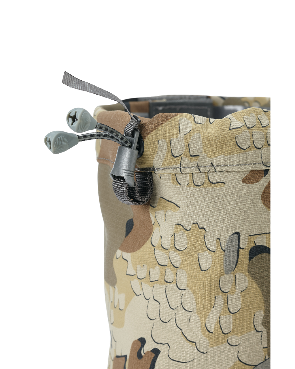 Adjustable Drawcord at Top Closure of the Kutana Storm Gaiters in Valo Camouflage