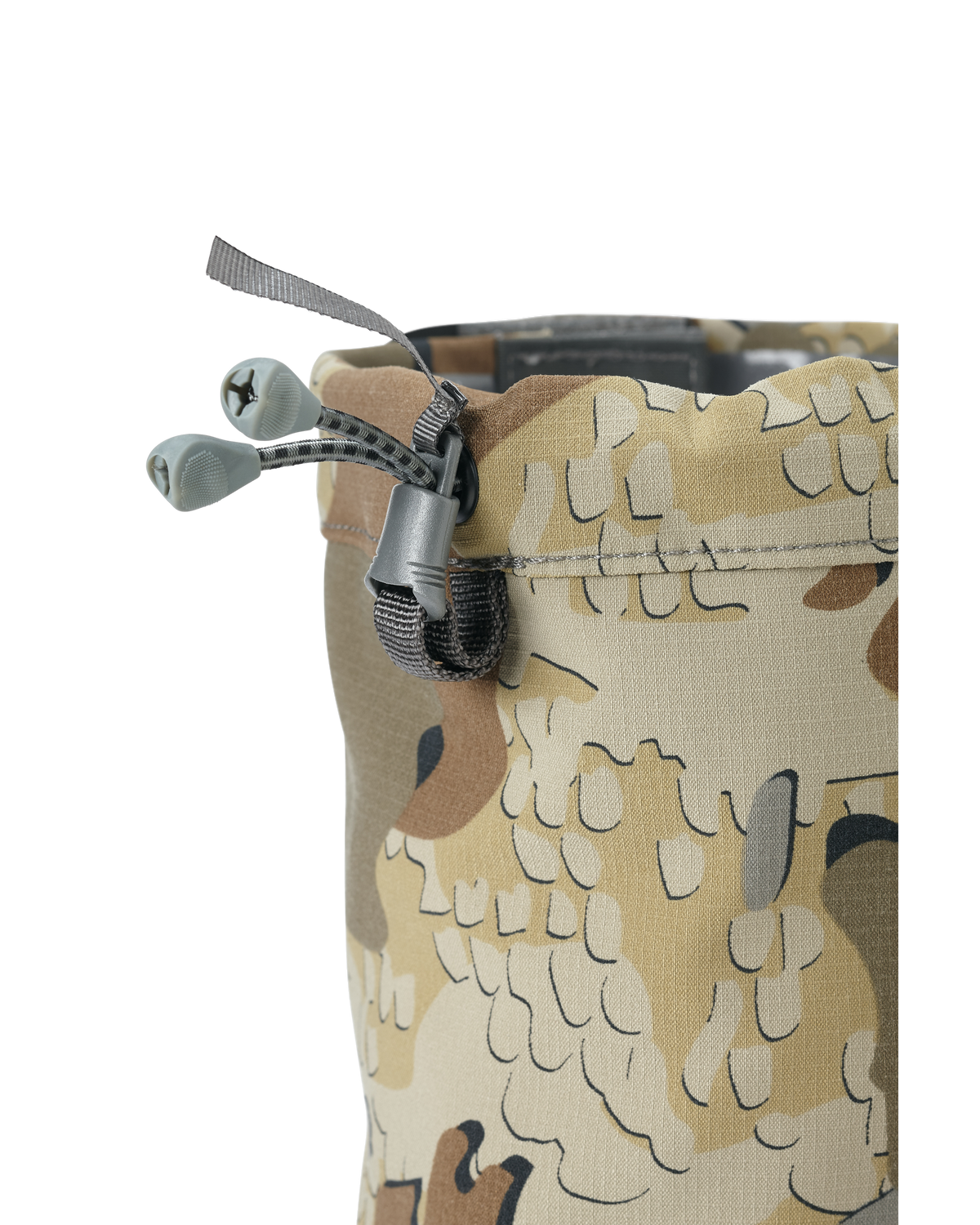 Adjustable Drawcord at Top Closure of the Kutana Storm Gaiters in Valo Camouflage