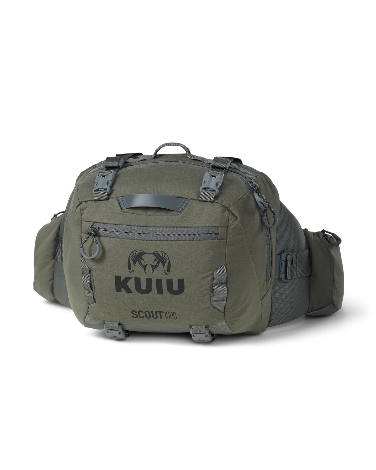 Front of Scout 1000 waist pack in Ash Brown shown without the shoulder harness
